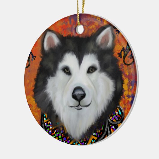 Alaskan Malamute Keramisch Ornament (Links)