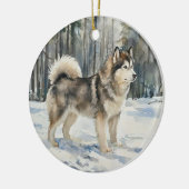 Alaskan Malamute Keramisch Ornament (Links)