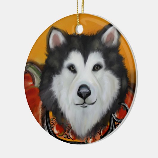 Alaskan Malamute Keramisch Ornament (Links)