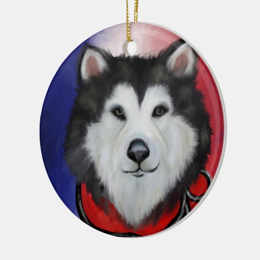 Alaskan Malamute Keramisch Ornament (Links)