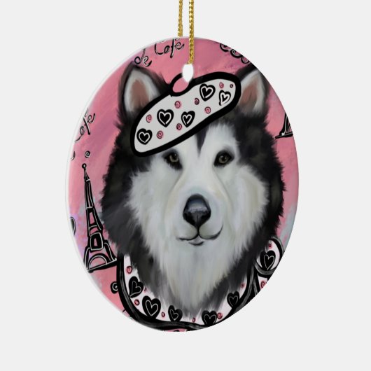 Alaskan Malamute Keramisch Ornament (Rechts)