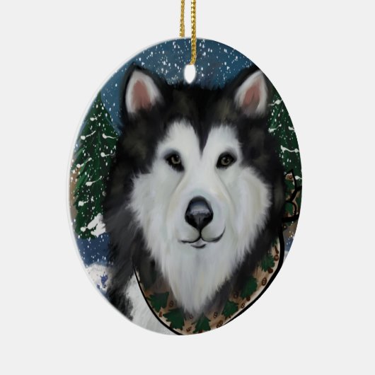 Alaskan Malamute Keramisch Ornament (Rechts)