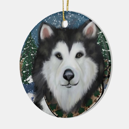Alaskan Malamute Keramisch Ornament (Links)