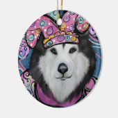 Alaskan Malamute Keramisch Ornament (Links)