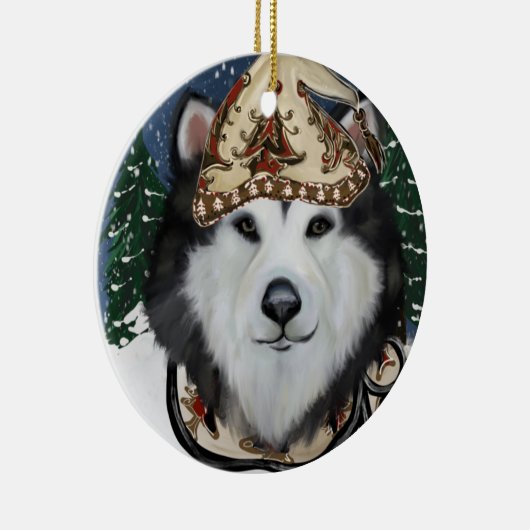 Alaskan Malamute Keramisch Ornament (Rechts)