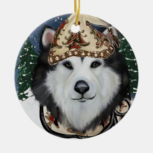 Alaskan Malamute Keramisch Ornament (Voorkant)