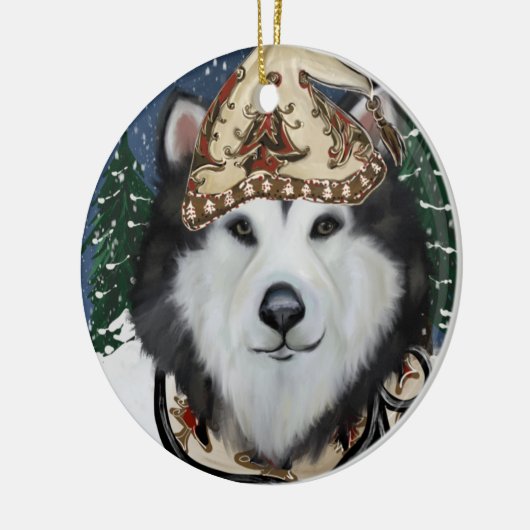 Alaskan Malamute Keramisch Ornament (Links)