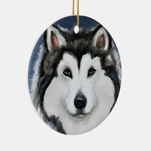 Alaskan Malamute Keramisch Ornament (Rechts)
