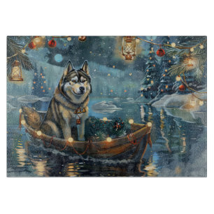 Alaskan Malamute Kerst Feestelijke Reis Snijplank