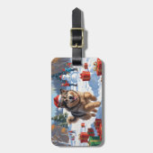 Alaskan Malamute Kerst Feestelijke Sneeuwscène Bagagelabel (Voorkant verticaal)