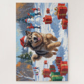 Alaskan Malamute Kerst Feestelijke Sneeuwscène Legpuzzel (Verticaal)