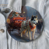 Alaskan Malamute Kerst Seizoen Ronde Button 6,0 Cm (In situ)