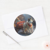 Alaskan Malamute Kerst Seizoen Ronde Sticker (Envelop)