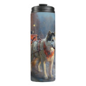 Alaskan Malamute Kerst Seizoen Thermosbeker (Voorkant)