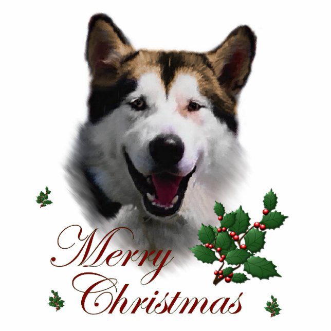 Alaskan Malamute kerstArt Ornament Fotobeeldje Ornament (Voorkant)