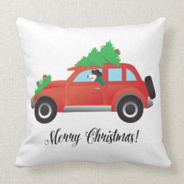 Alaskan Malamute Kerstauto Kussen