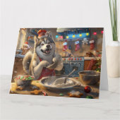 Alaskan Malamute Kerstbakfeest: Festieve Kerst Kaart (Voorkant)