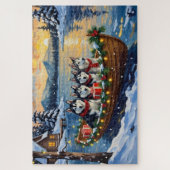 Alaskan Malamute Kerstboot Vakantie Legpuzzel (Verticaal)