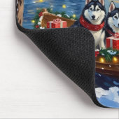 Alaskan Malamute Kerstboot Vakantie Muismat (Hoek)
