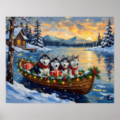 Alaskan Malamute Kerstboot Vakantie Poster (Voorkant)