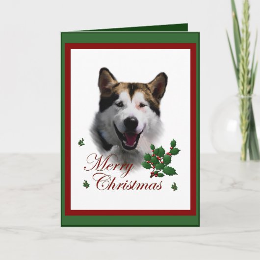 Alaskan Malamute kerstcadeaus Feestdagen Kaart (Voorkant)