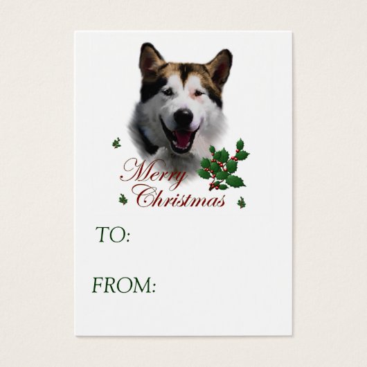 Alaskan Malamute kerstcadeautassen Visitekaartjes (Voorkant)