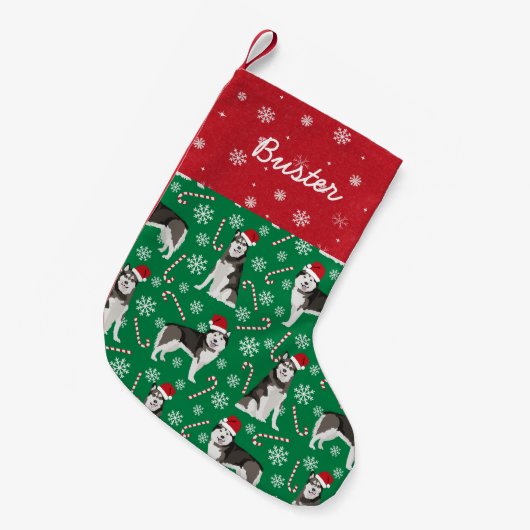 Alaskan Malamute kersthond Stocking Kleine Kerstsok (Voorkant (Hangend))