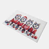 Alaskan Malamute Kerstjurk Kerstman Hoed Deurmat (Schuin)