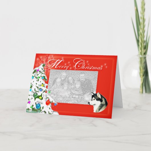 Alaskan Malamute Kerstkaart Feestdagen Kaart (Voorkant)
