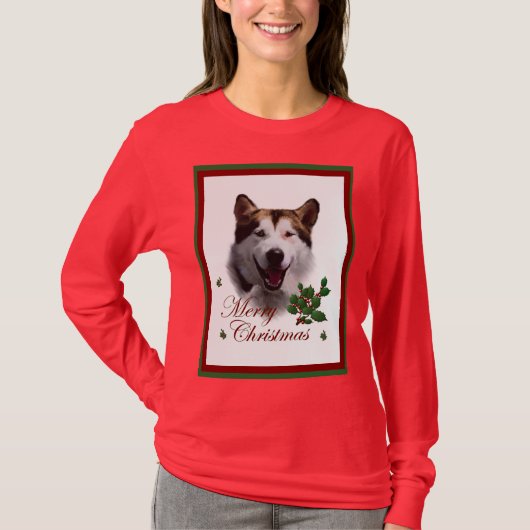 Alaskan Malamute Kerstkerry T-shirt (Voorkant)