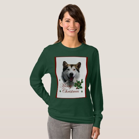 Alaskan Malamute Kerstkerry T-shirt (Voorkant volledig)