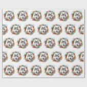 Alaskan Malamute Kerstkrans feestelijke pup Cadeaupapier (Vlak)