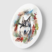 Alaskan Malamute Kerstkrans feestelijke pup Grote Klok (Hoek)