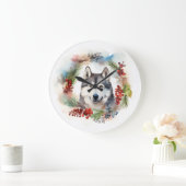 Alaskan Malamute Kerstkrans feestelijke pup Grote Klok (Huis)