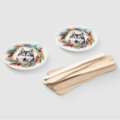 Alaskan Malamute Kerstkrans feestelijke pup Handwaaier (Niet-gemonteerd)