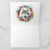 Alaskan Malamute Kerstkrans feestelijke pup Kaart (Binnen)