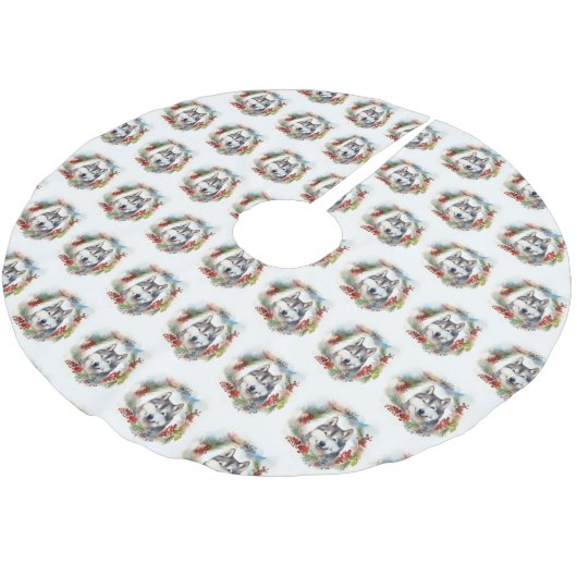 Alaskan Malamute Kerstkrans feestelijke pup Kerstboom Rok (Gekanteld)