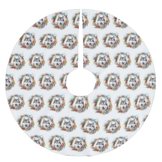 Alaskan Malamute Kerstkrans feestelijke pup Kerstboom Rok (Voorkant)