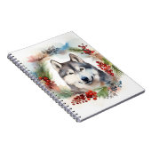 Alaskan Malamute Kerstkrans feestelijke pup Notitieboek (Rechterzijde)