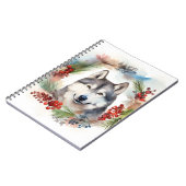 Alaskan Malamute Kerstkrans feestelijke pup Notitieboek (Linkerzijde)