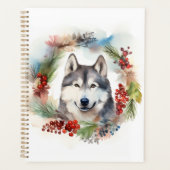 Alaskan Malamute Kerstkrans feestelijke pup Planner (Voorkant)