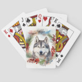Alaskan Malamute Kerstkrans feestelijke pup Pokerkaarten (Achterkant)