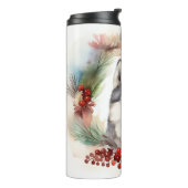 Alaskan Malamute Kerstkrans feestelijke pup Thermosbeker (Gedraaid links)