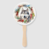 Alaskan Malamute Kerstkrans Festieve Pup Handwaaier (Voorkant)