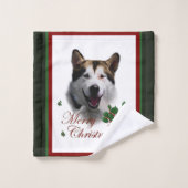 Alaskan Malamute Kerstmis Bad Handdoek (Wasdoekje)