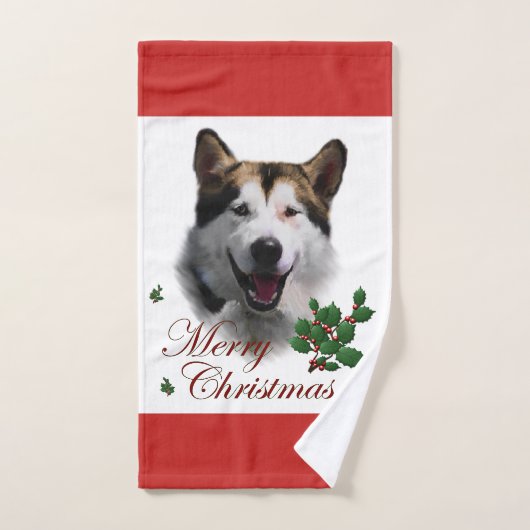 Alaskan Malamute Kerstmis Bad Handdoek (Handdoek)