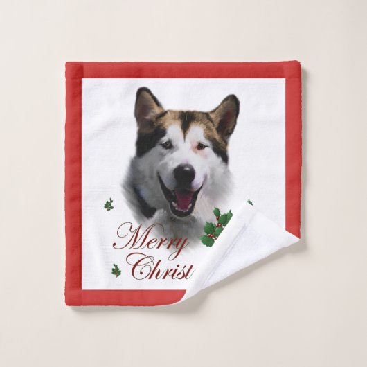 Alaskan Malamute Kerstmis Bad Handdoek (Wasdoekje)