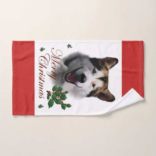 Alaskan Malamute Kerstmis Bad Handdoek (Handdoek)