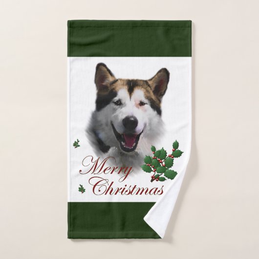Alaskan Malamute Kerstmis Bad Handdoek (Handdoek)