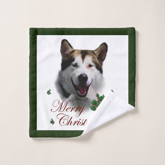 Alaskan Malamute Kerstmis Bad Handdoek (Wasdoekje)